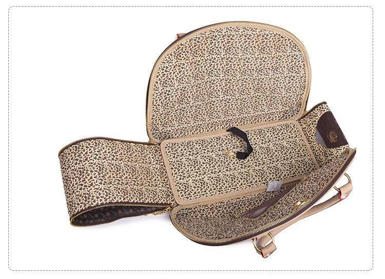 Luxury Leather Pet Travel Tote: Stylish And Practical Dog And Cat Carrier-3