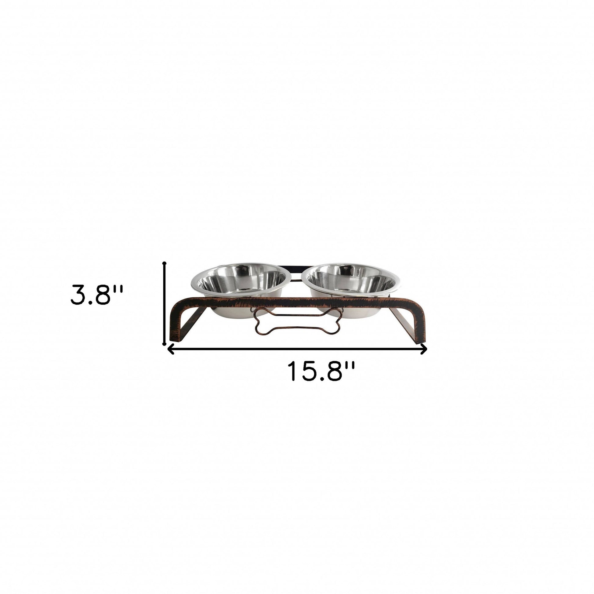 Rustic Elevated 16oz Two Bowl Dog Feeding Station-4