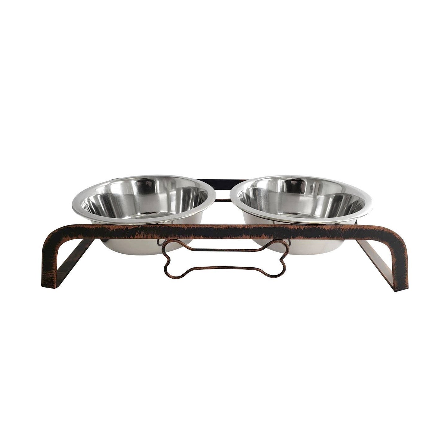 Rustic Elevated 32oz Two Bowl Dog Feeding Station-0