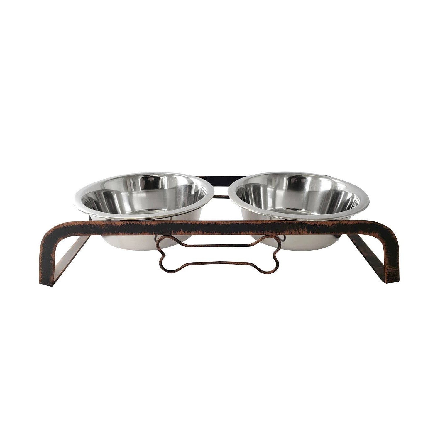 Rustic Elevated 32oz Two Bowl Dog Feeding Station-1
