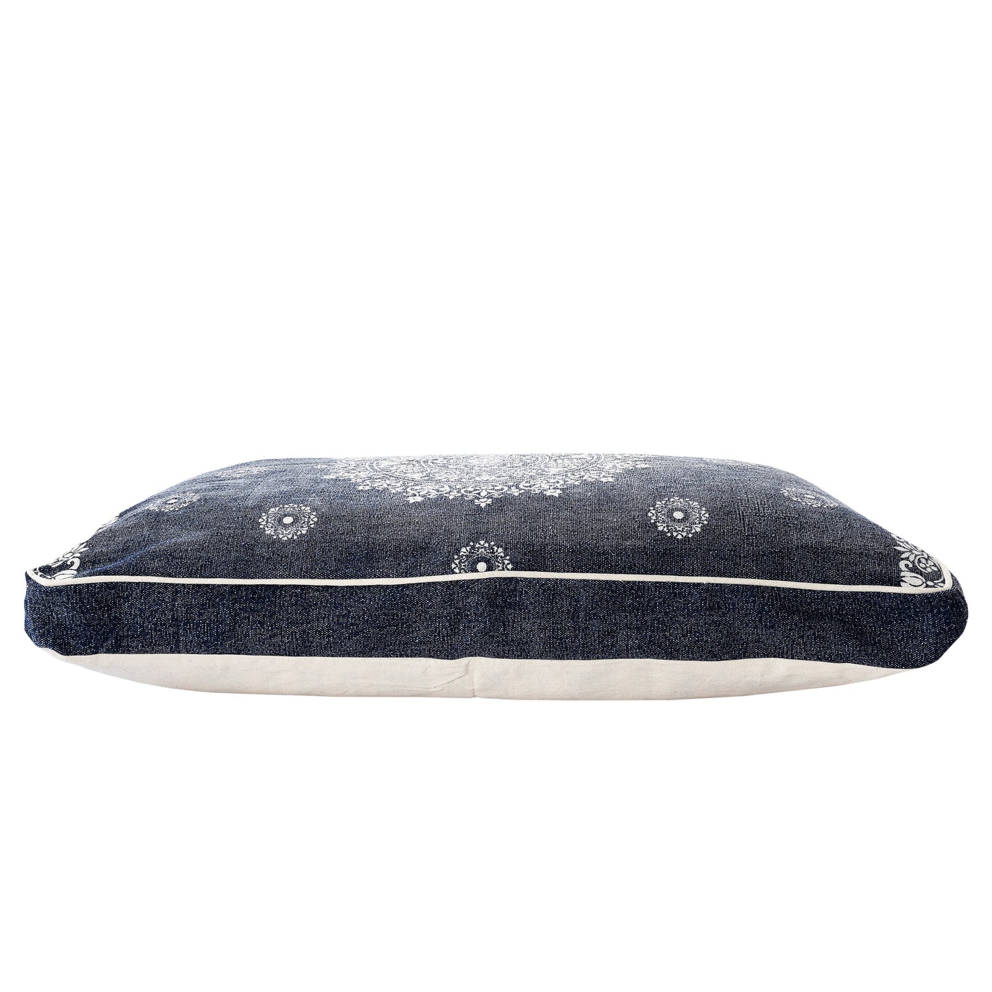 24" X 36" Stonewashed Blue Medallion Pillow Style Pet Bed With Removable Cover-1