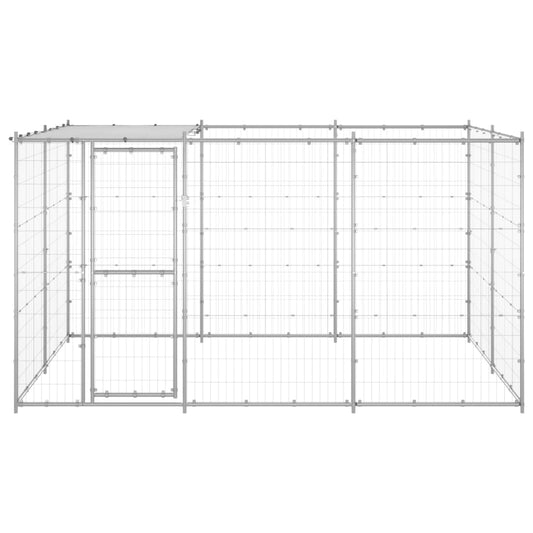 vidaXL Outdoor Dog Kennel Galvanized Steel with Roof 78.1 ft²-0