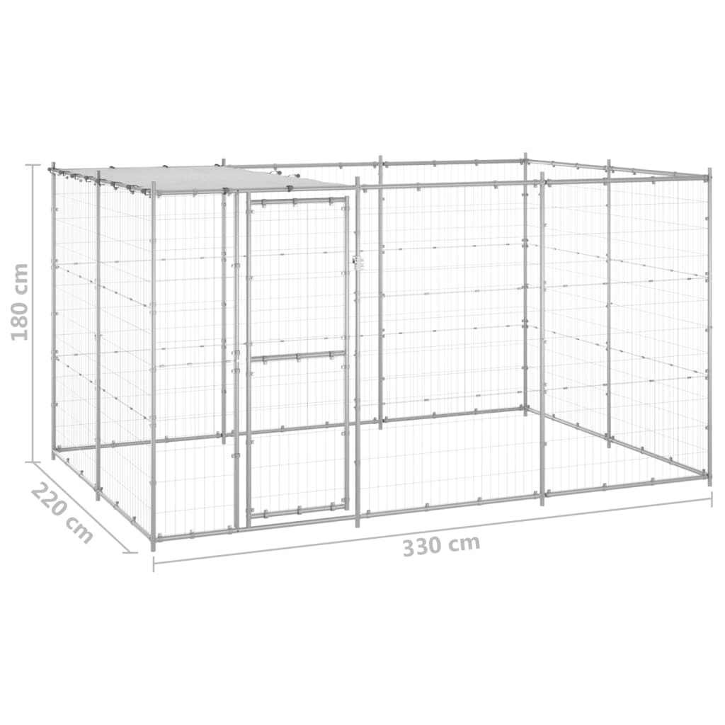 vidaXL Outdoor Dog Kennel Galvanized Steel with Roof 78.1 ft²-4