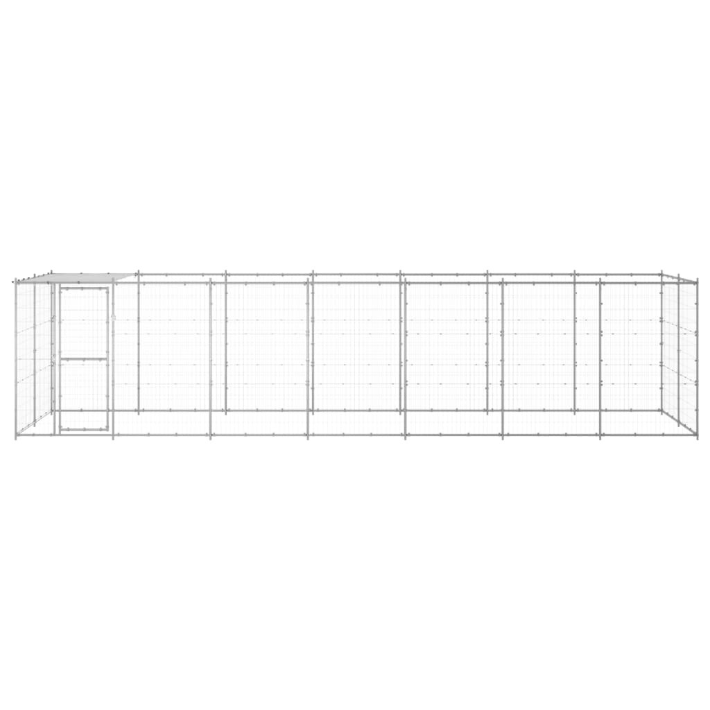 vidaXL Outdoor Dog Kennel Galvanized Steel with Roof 182.3 ft²-0