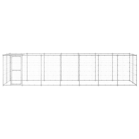 vidaXL Outdoor Dog Kennel Galvanized Steel with Roof 182.3 ft²-0
