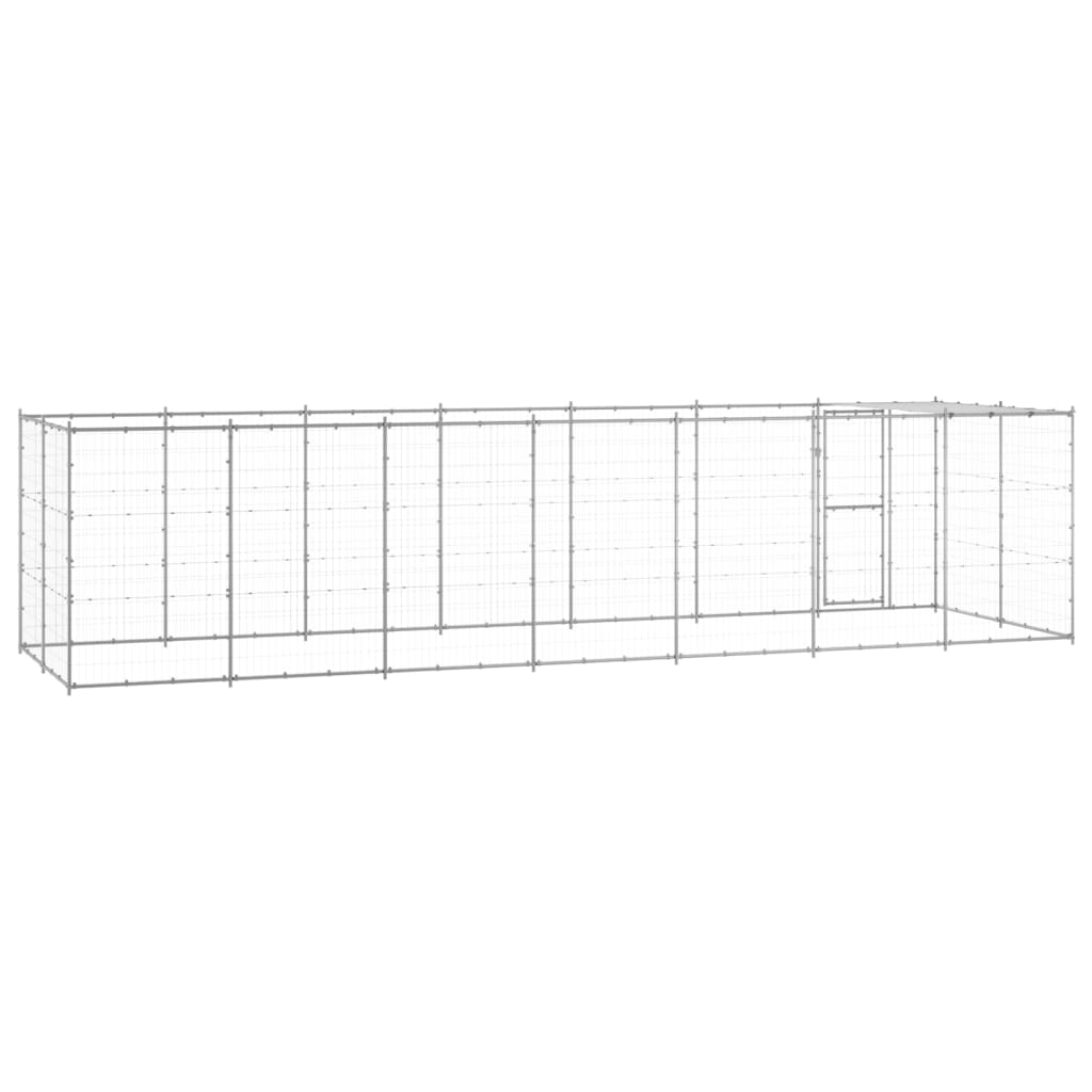 vidaXL Outdoor Dog Kennel Galvanized Steel with Roof 182.3 ft²-2