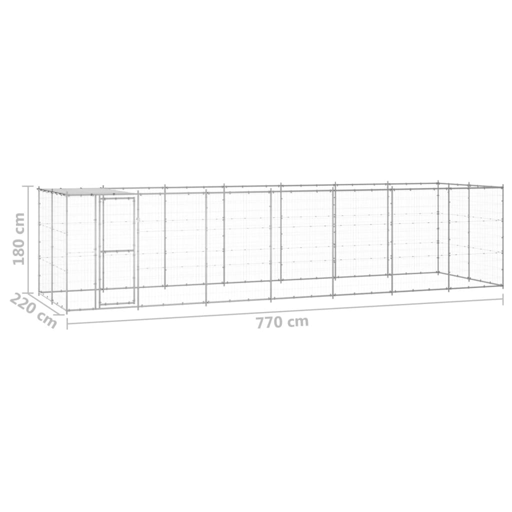vidaXL Outdoor Dog Kennel Galvanized Steel with Roof 182.3 ft²-4