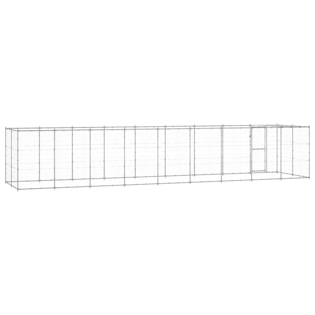 vidaXL Outdoor Dog Kennel Galvanized Steel with Roof 234.4 ft²-2