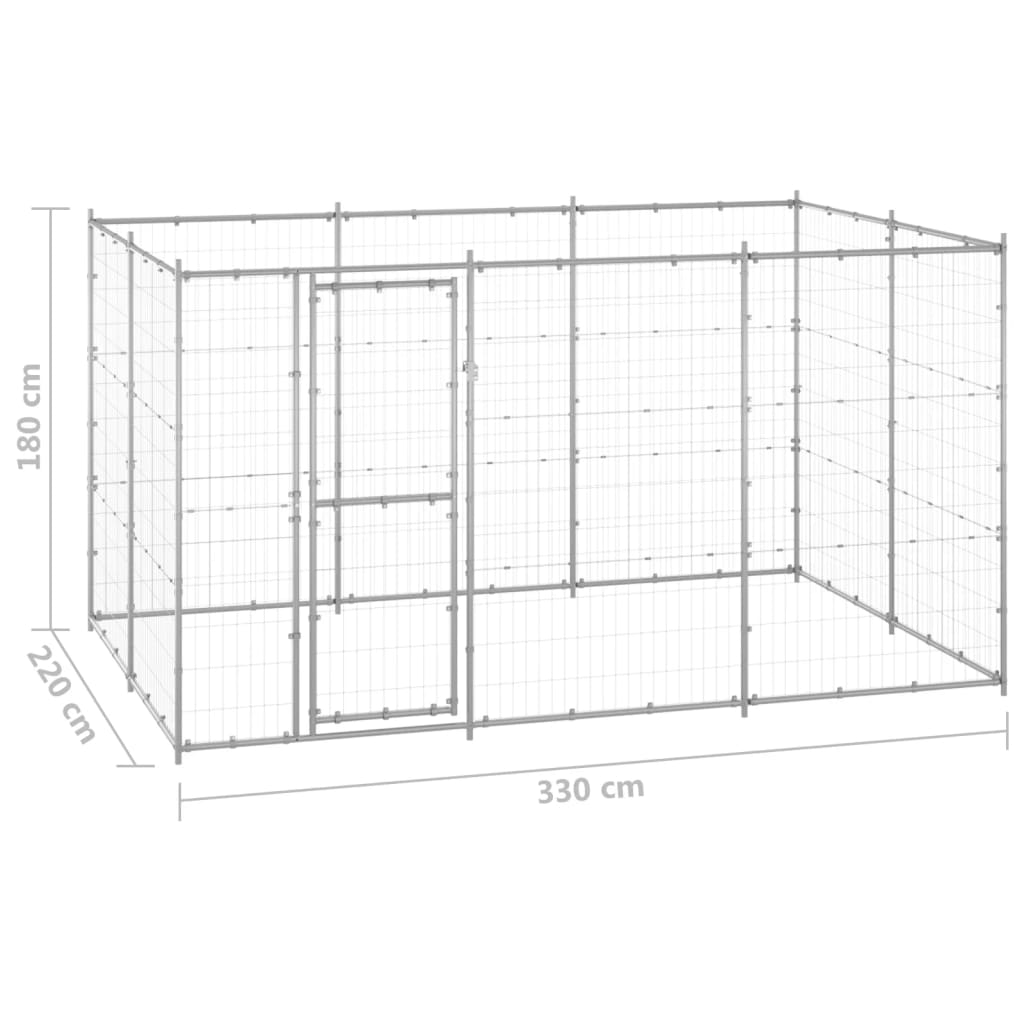 vidaXL Outdoor Dog Kennel Galvanized Steel 78.1 ft²-4