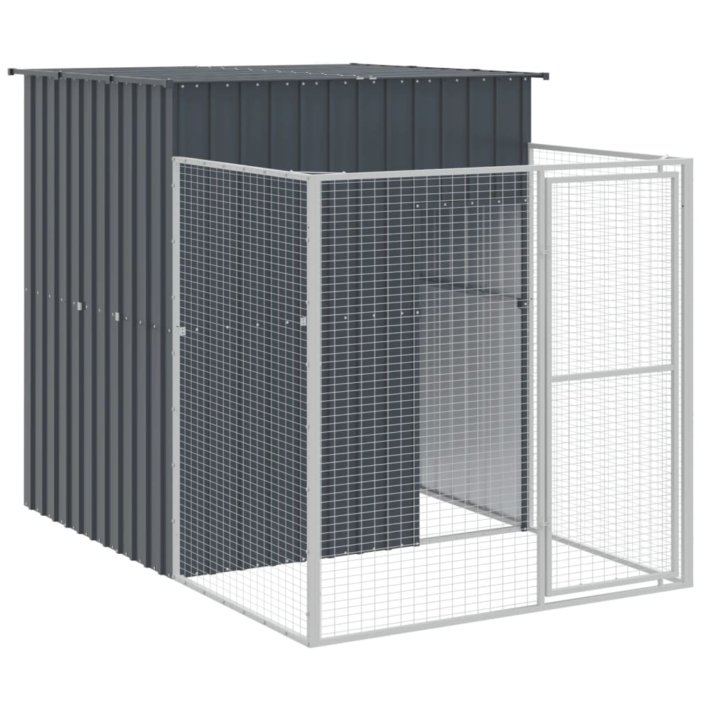 vidaXL Dog House Outdoor Dog Kennel Crate Shelter with Run Galvanized Steel-0