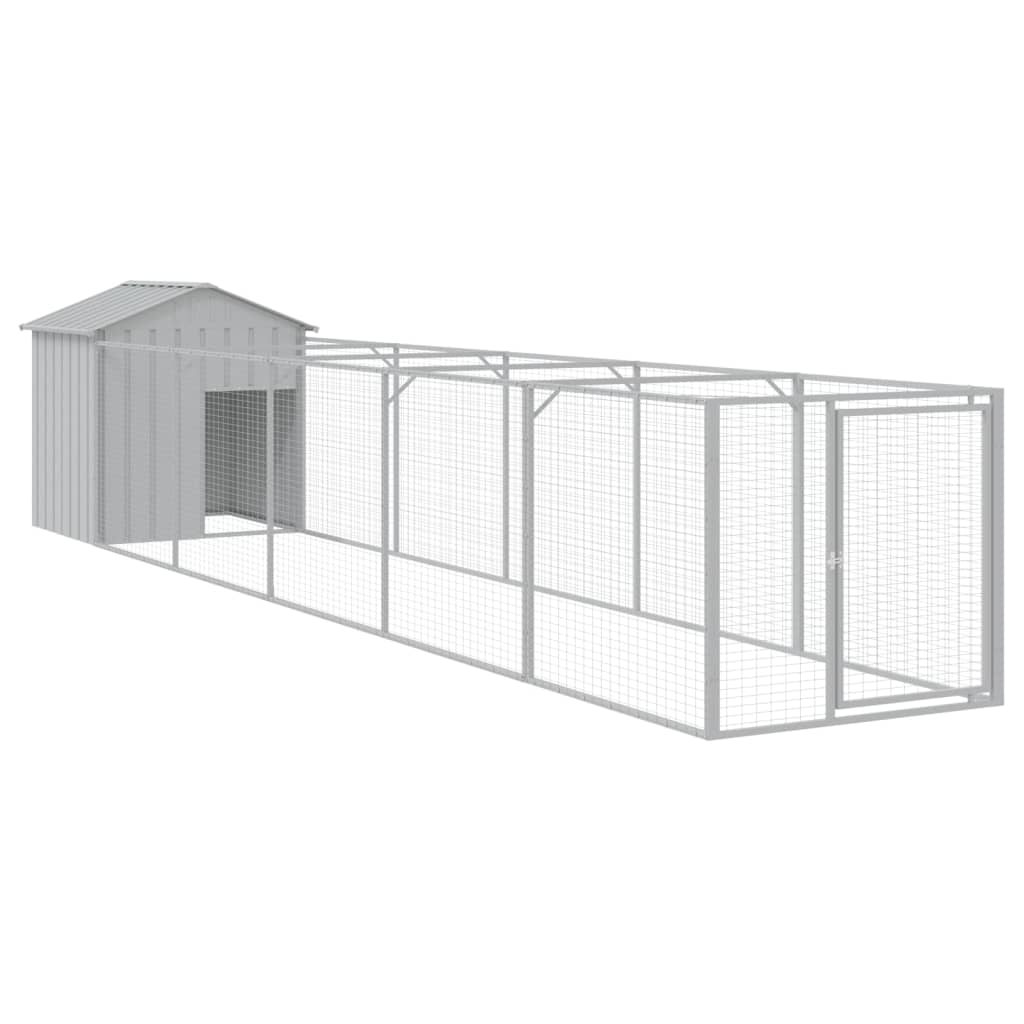 vidaXL Dog House with Run Outdoor Dog Kennel Animal House Galvanized Steel-1