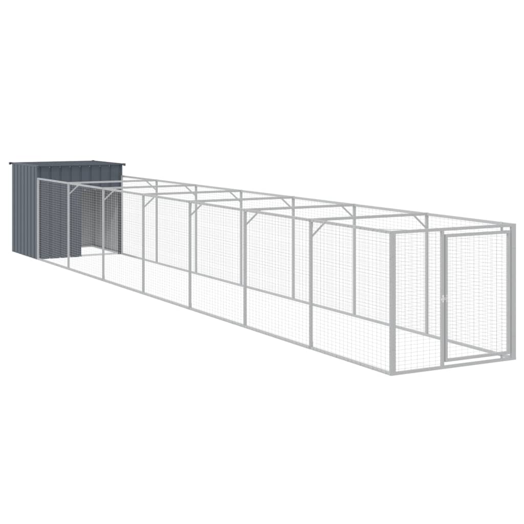 vidaXL Dog House with Run Outdoor Dog Kennel Cage Shelter Galvanized Steel-4