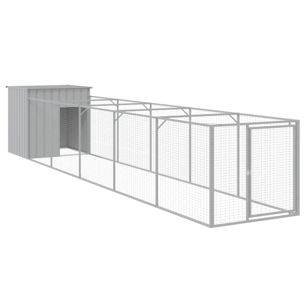 vidaXL Dog House with Run Outdoor Dog Kennel Cage Shelter Galvanized Steel-12