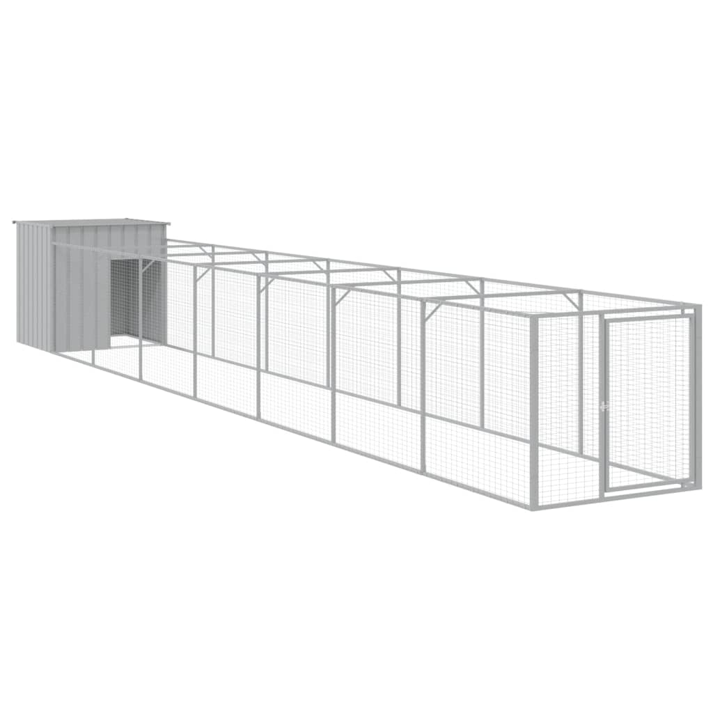 vidaXL Dog House with Run Outdoor Dog Kennel Cage Shelter Galvanized Steel-13