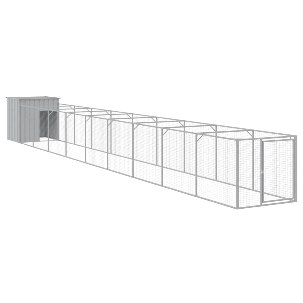 vidaXL Dog House with Run Outdoor Dog Kennel Cage Shelter Galvanized Steel-14