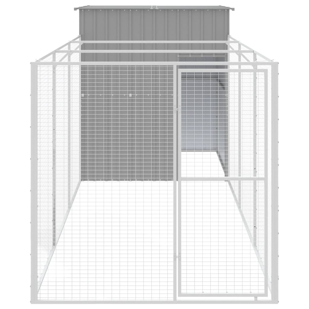 vidaXL Dog House Outdoor Dog Kennel Crate Shelter with Run Galvanized Steel-3