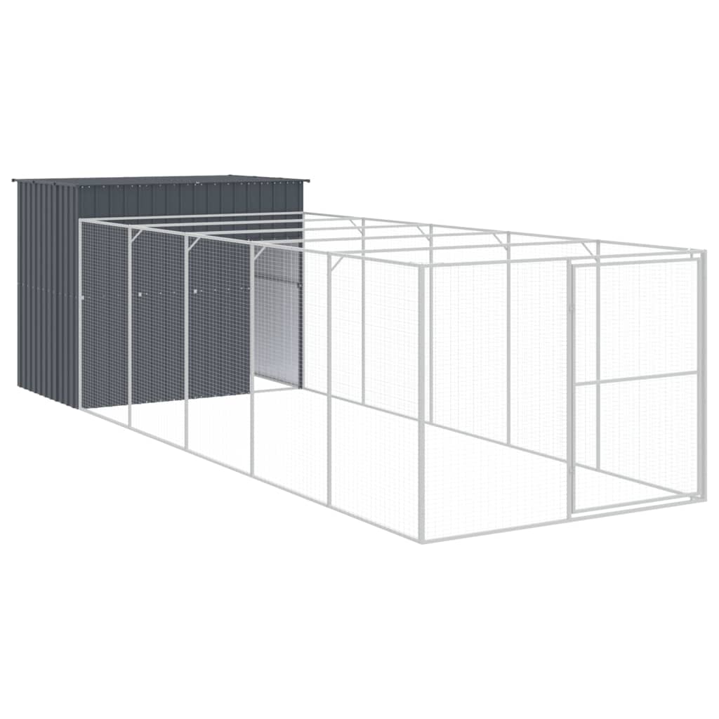 vidaXL Dog House Outdoor Dog Kennel Animal Cage with Roof Galvanized Steel-3