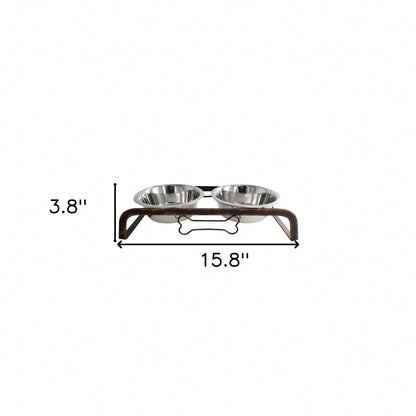 Rustic Elevated 16oz Two Bowl Dog Feeding Station-4