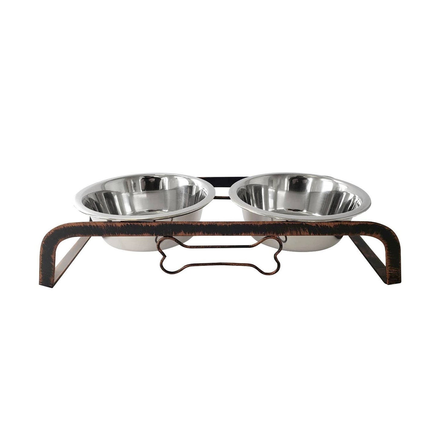Rustic Elevated 32oz Two Bowl Dog Feeding Station-2