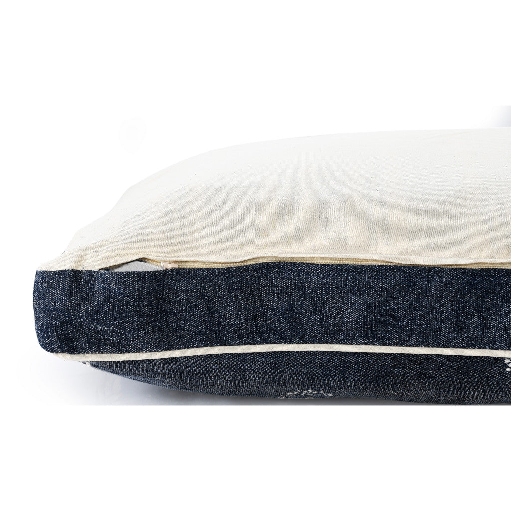 24" X 36" Stonewashed Blue Medallion Pillow Style Pet Bed With Removable Cover-5