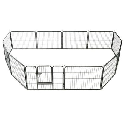 vidaXL Dog Playpen 12 Panels Steel 31.5"x23.6" Black-0