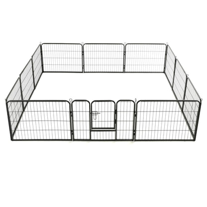 vidaXL Dog Playpen 12 Panels Steel 31.5"x23.6" Black-3