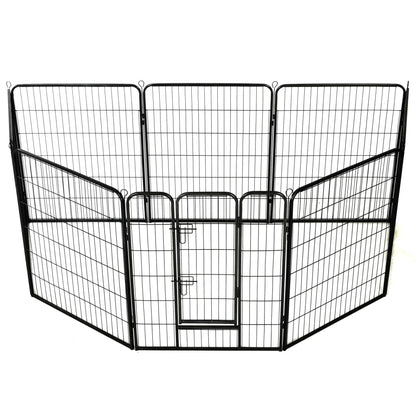 vidaXL Dog Playpen 8 Panels Steel 31.5"x39.4" Black-1
