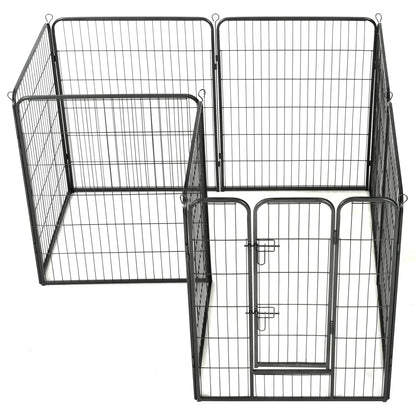 vidaXL Dog Playpen 8 Panels Steel 31.5"x39.4" Black-2