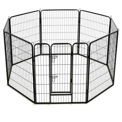 vidaXL Dog Playpen 8 Panels Steel 31.5"x39.4" Black-3