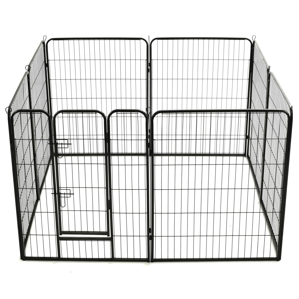 vidaXL Dog Playpen 8 Panels Steel 31.5"x39.4" Black-4
