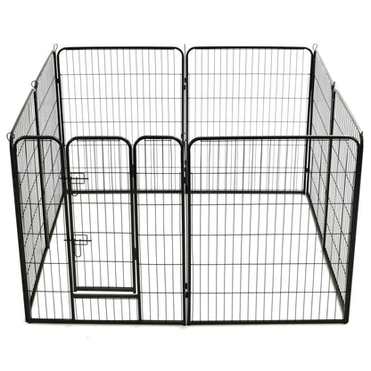 vidaXL Dog Playpen 8 Panels Steel 31.5"x39.4" Black-4