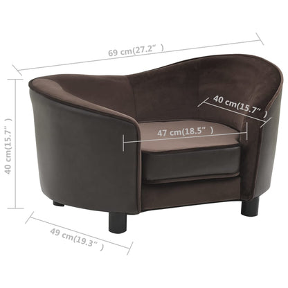 vidaXL Dog Sofa Puppy Couch Bed with Washable Cover Plush and Faux Leather-2