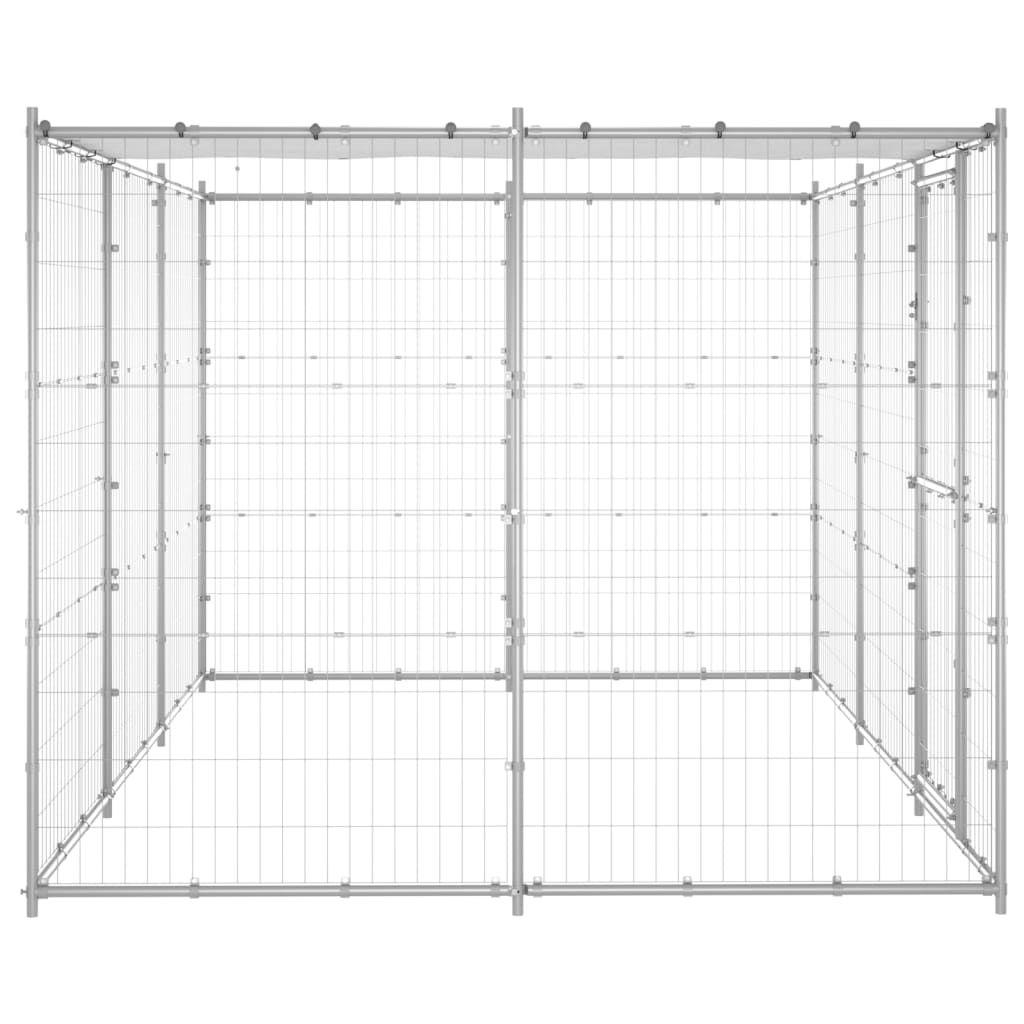 vidaXL Outdoor Dog Kennel Galvanized Steel with Roof 78.1 ft²-1