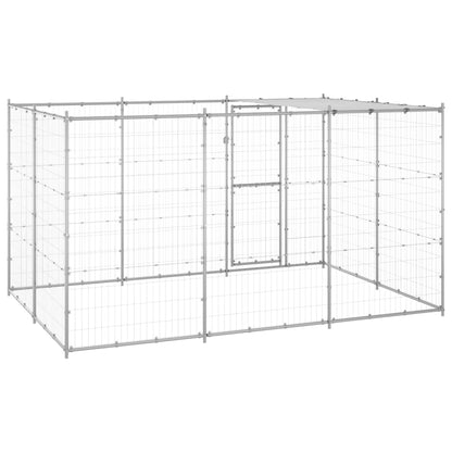 vidaXL Outdoor Dog Kennel Galvanized Steel with Roof 78.1 ft²-2