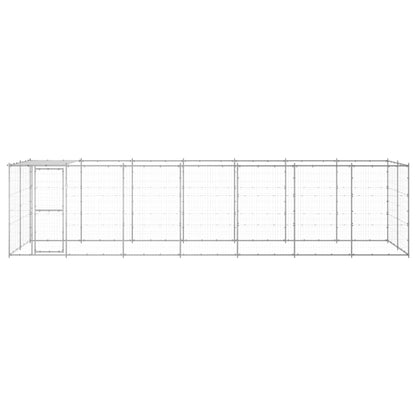 vidaXL Outdoor Dog Kennel Galvanized Steel with Roof 182.3 ft²-0