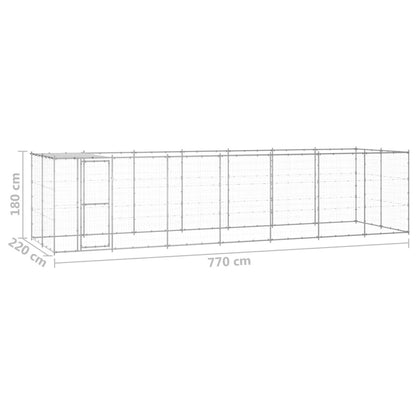 vidaXL Outdoor Dog Kennel Galvanized Steel with Roof 182.3 ft²-4