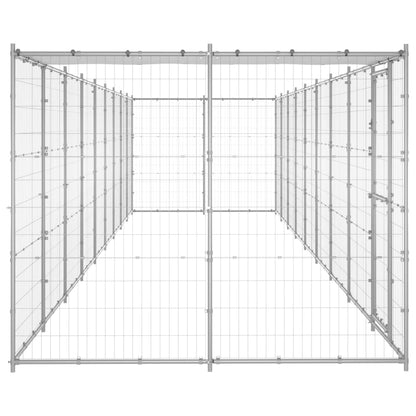 vidaXL Outdoor Dog Kennel Galvanized Steel with Roof 234.4 ft²-1