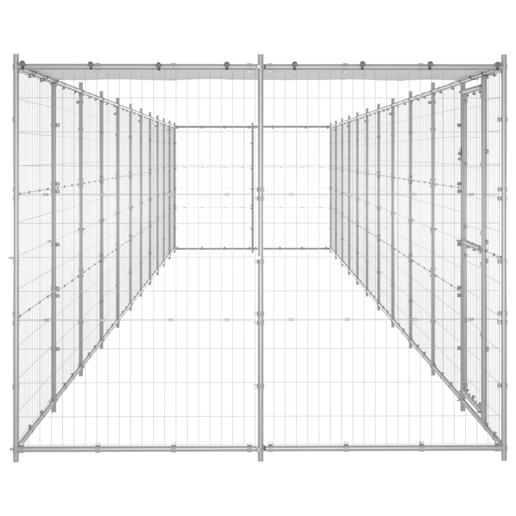 vidaXL Outdoor Dog Kennel Galvanized Steel with Roof 286.5 ft²-1