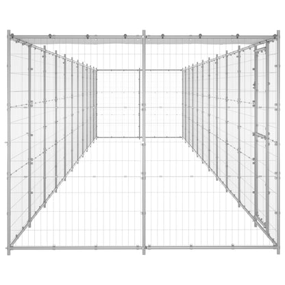 vidaXL Outdoor Dog Kennel Galvanized Steel with Roof 286.5 ft²-1