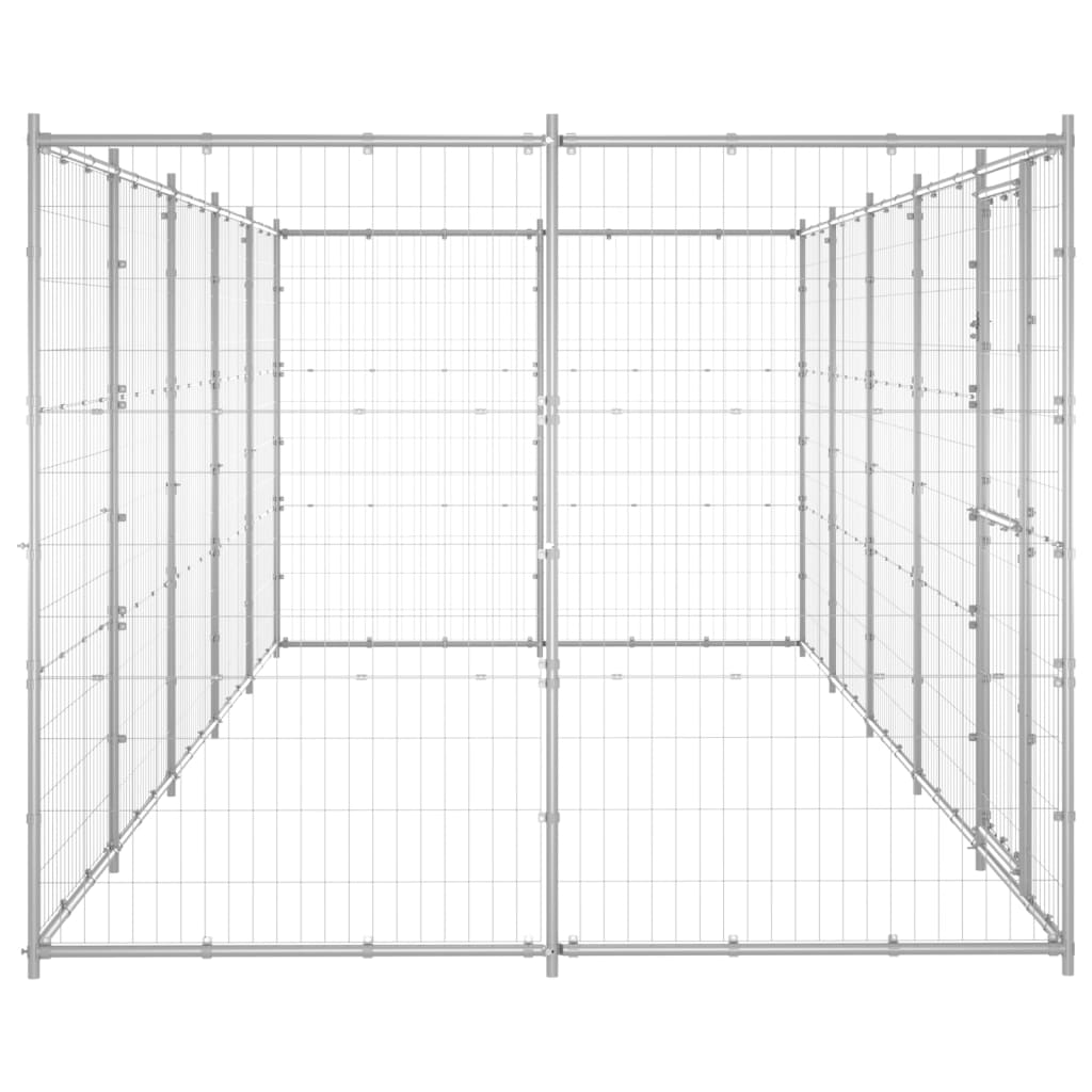 vidaXL Outdoor Dog Kennel Galvanized Steel 130.2 ft²-1