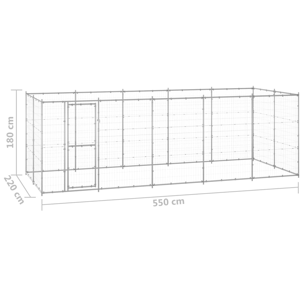 vidaXL Outdoor Dog Kennel Galvanized Steel 130.2 ft²-4