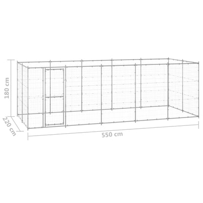vidaXL Outdoor Dog Kennel Galvanized Steel 130.2 ft²-4