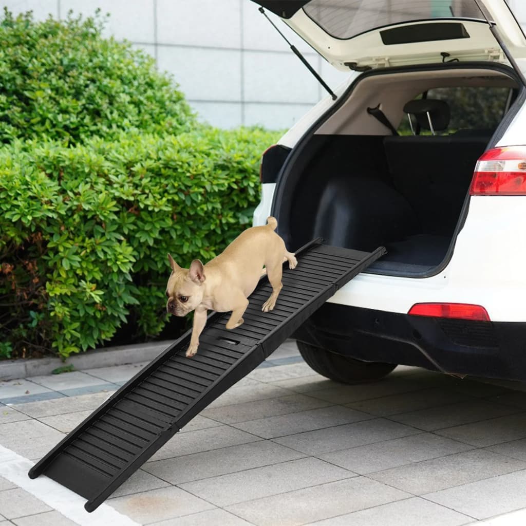vidaXL Folding Dog Ramp Black 60.2"x15.7"x4.9" Plastic-0