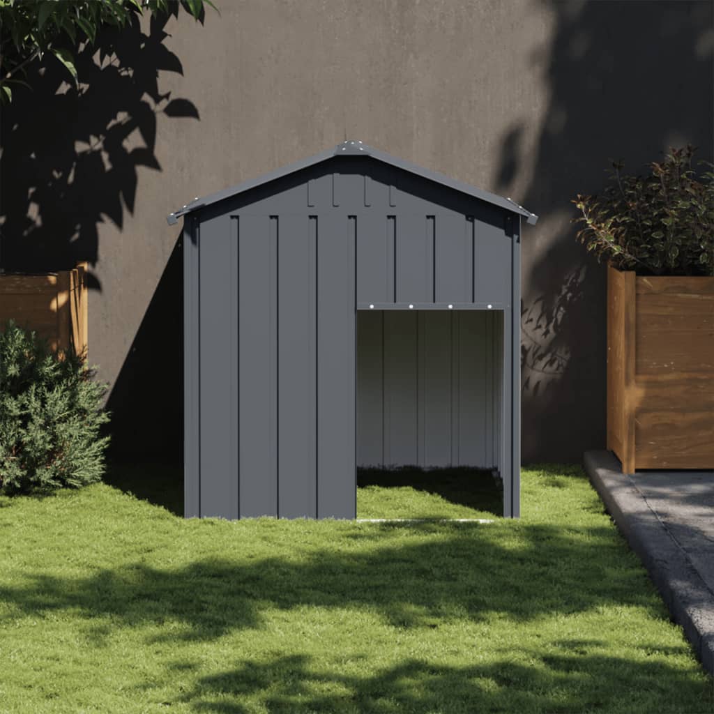 vidaXL Dog House with Roof Outdoor Dog Kennel Animal House Galvanized Steel-2