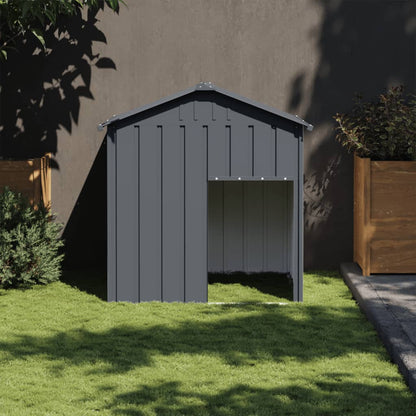vidaXL Dog House with Roof Outdoor Dog Kennel Animal House Galvanized Steel-2