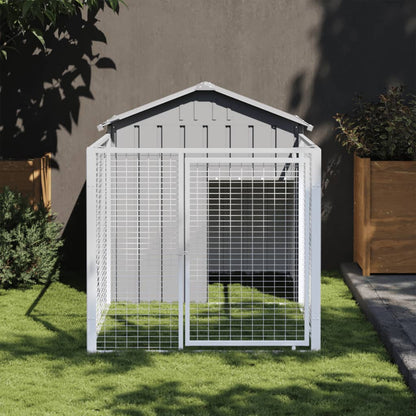 vidaXL Dog House with Run Outdoor Dog Kennel Animal House Galvanized Steel-12