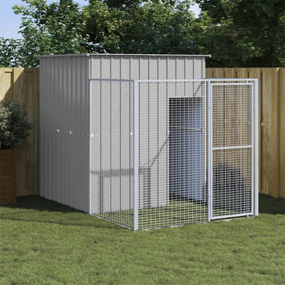 vidaXL Dog House Outdoor Dog Kennel Crate Shelter with Run Galvanized Steel-7