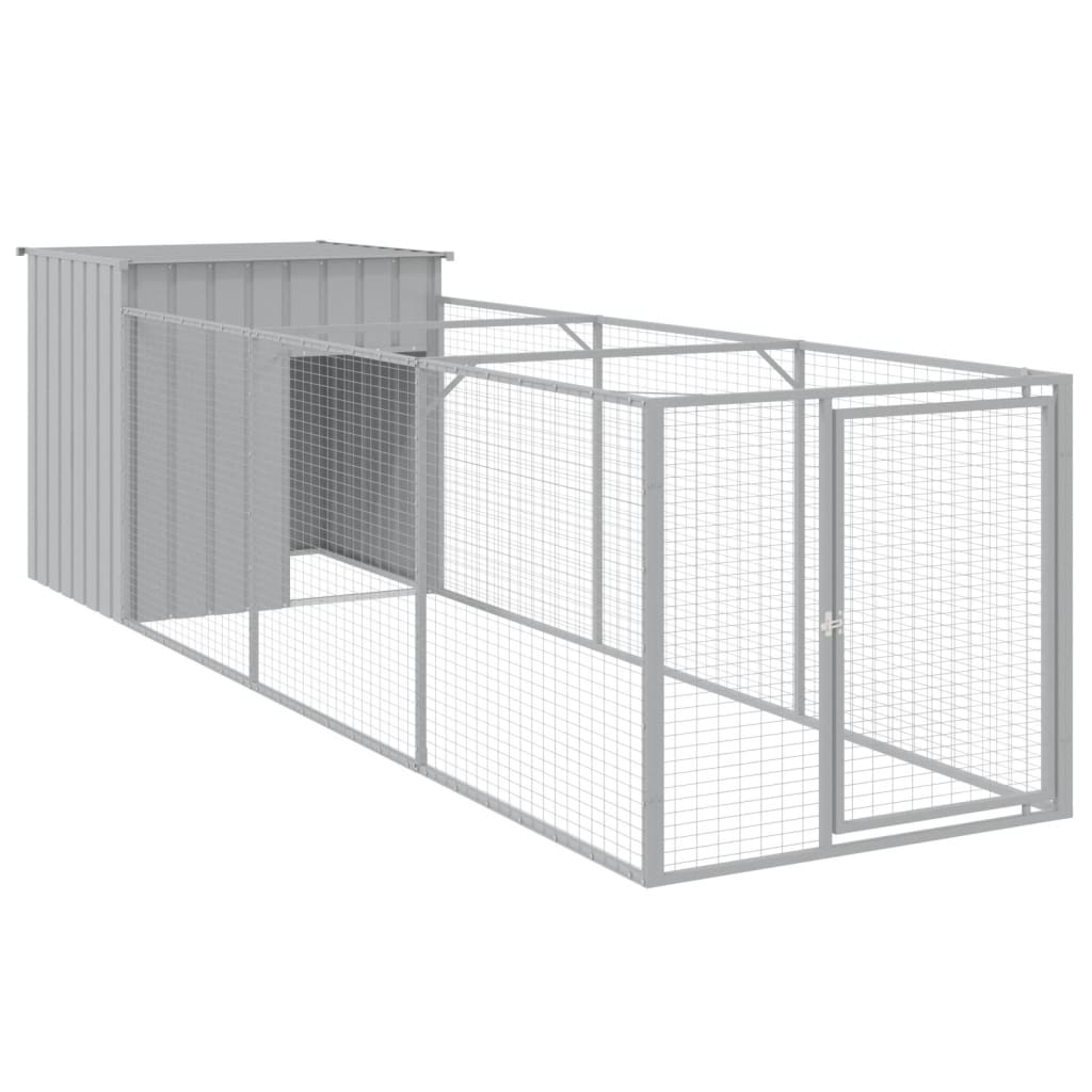 vidaXL Dog House with Run Outdoor Dog Kennel Cage Shelter Galvanized Steel-11