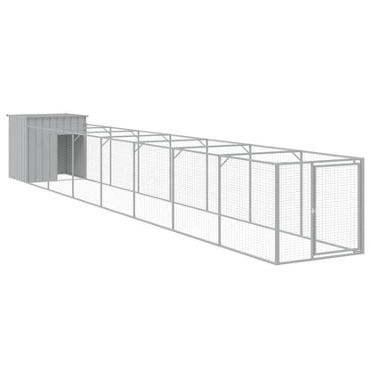 vidaXL Dog House with Run Outdoor Dog Kennel Cage Shelter Galvanized Steel-13