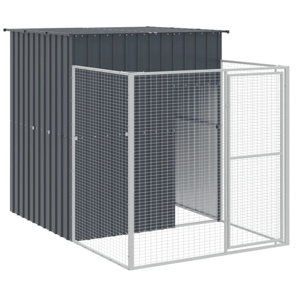 vidaXL Dog House Outdoor Dog Kennel Crate Shelter with Run Galvanized Steel-3